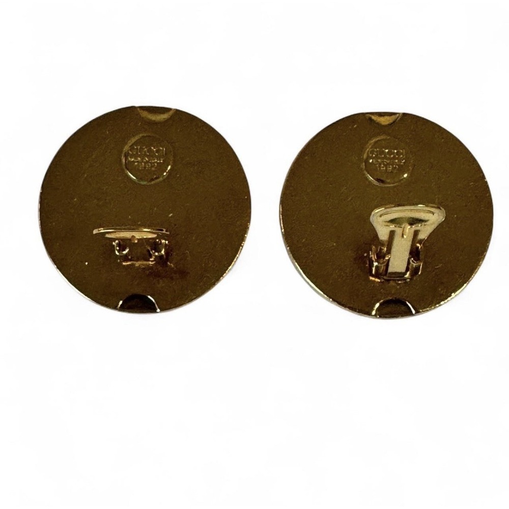 GUCCI Earrings Vintage GG Logo Clip On 1992 Gold Coin - Picture 4 of 11